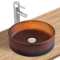 Homesight Vasque à poser ronde verre fumé miel Ø36 x H.12 cm Bali