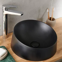 GoodHome Vasque à poser résine Allos Noir