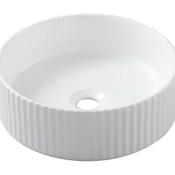 Planète Bain Vasque à poser striée Ania 36cm blanche