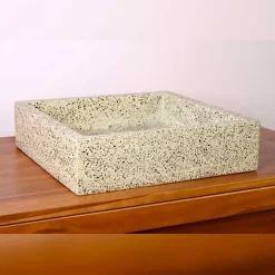Autres Vasque à poser timbre crème moucheté carrée en Terrazzo pour salle de bain* Vasque À Poser