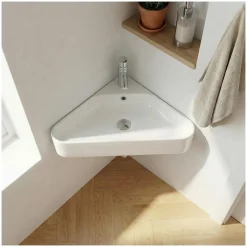 Mob-In Vasque à suspendre d'angle en céramique blanche 42,5cm