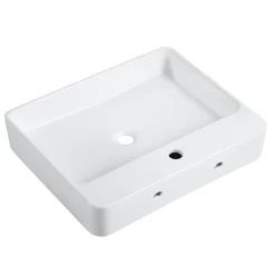Homesight Vasque à suspendre ou poser en céramique l.60 x H.12 x P.49 cm, blanc, Andy