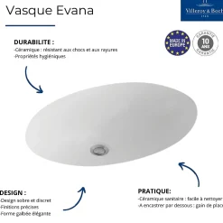 Villeroy & Boch Vasque 50 x 35 cm à encastrer par-dessous VILLEROY ET BOCH Evana* Plan Simple Vasque