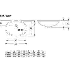 Villeroy & Boch Vasque 50 x 35 cm à encastrer par-dessous VILLEROY ET BOCH Evana* Plan Simple Vasque