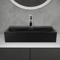 Luxebath Vasque a poser carré noir lavabo ceramique salle de bain 605x365mm ML-Design