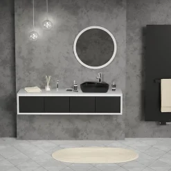 Ml-Design Vasque a poser noir ceramique lave-main Evier pour salle de bain 450x270x130 mm