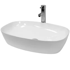 ECD Germany Vasque a poser salle de bain lavabo bol ovale blanc en ceramique 605x380x180 mm* Vasque À Poser