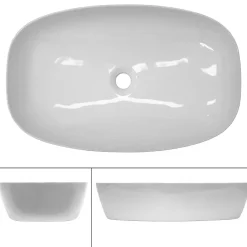 ECD Germany Vasque a poser salle de bain lavabo bol ovale blanc en ceramique 605x380x180 mm* Vasque À Poser
