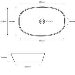 ECD Germany Vasque a poser salle de bain lavabo bol ovale blanc en ceramique 605x380x180 mm* Vasque À Poser