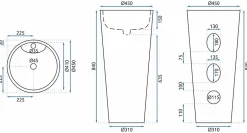 Rea Vasque Autoportante Anya Granit Matt Grey Round* Lavabo