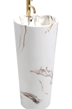 Rea Vasque Autoportante Blanka Marble White Round