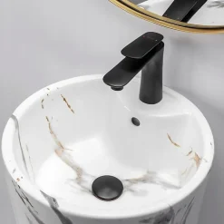 Rea Vasque Autoportante Blanka Marble White Round