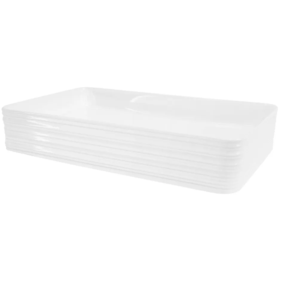 Ml-Design Vasque blanc rectangulaire en ceramique lavabo lave-mains a poser 680x380x120 mm