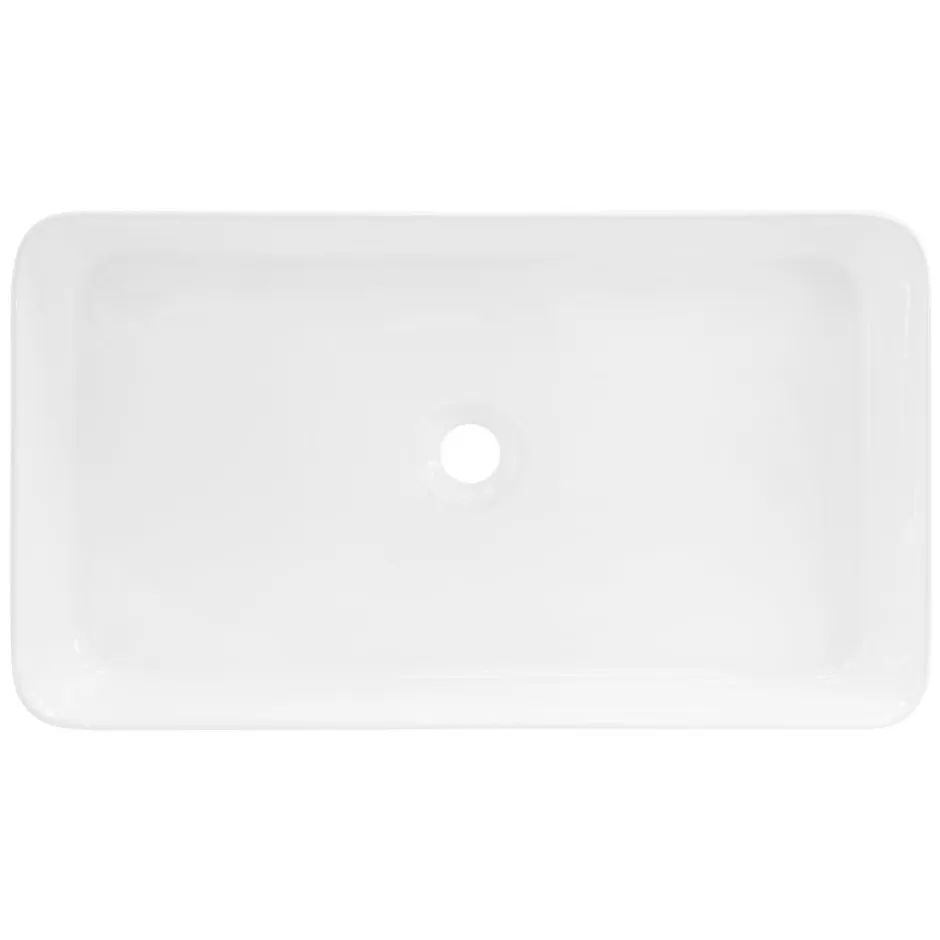 Ml-Design Vasque blanc rectangulaire en ceramique lavabo lave-mains a poser 680x380x120 mm