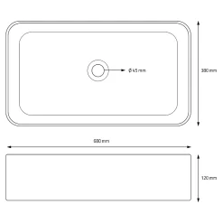 Ml-Design Vasque blanc rectangulaire en ceramique lavabo lave-mains a poser 680x380x120 mm