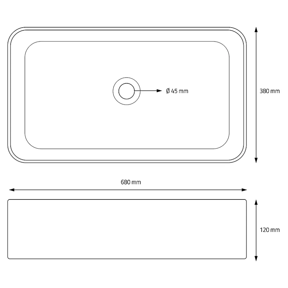 Ml-Design Vasque blanc rectangulaire en ceramique lavabo lave-mains a poser 680x380x120 mm