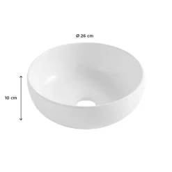 Homesight Vasque bol en céramique diamètre 26 x H.12 cm, blanc,* Vasque À Poser