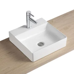 Mob-In Vasque carrée à poser en céramique blanche 40 cm NAO* Vasque À Poser