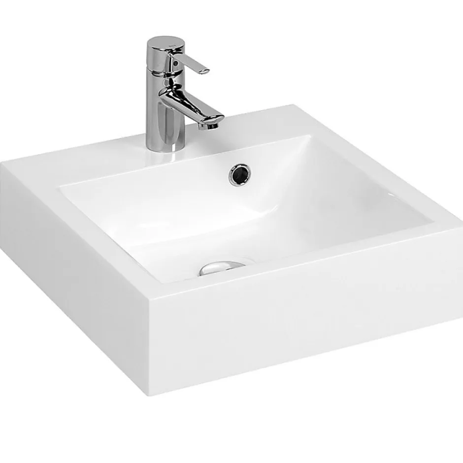 Cuisibane Vasque carrée à poser RESICUB 40 cm - blanc* Plan Vasque Lave-Mains