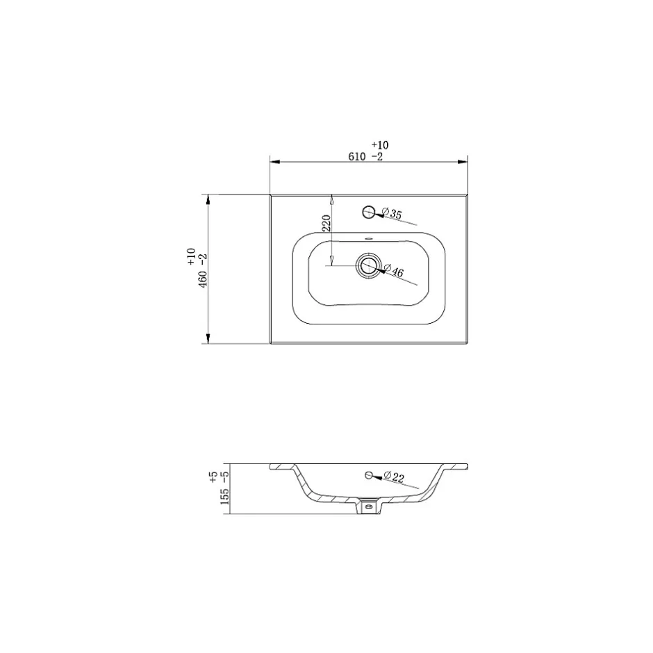 Bain-Bain Vasque céramique 60Cm KALI -
