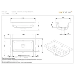 Sanindusa Vasque céramique traditionnelle a encastrer par dessous mini agres 44x26 blanc