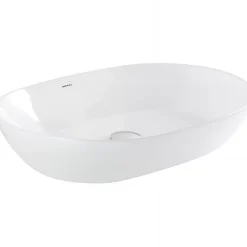 Sanindusa Vasque céramique traditionnelle ovale a poser sur plan 60x38 Sanlife blanc* Vasque À Encastrer