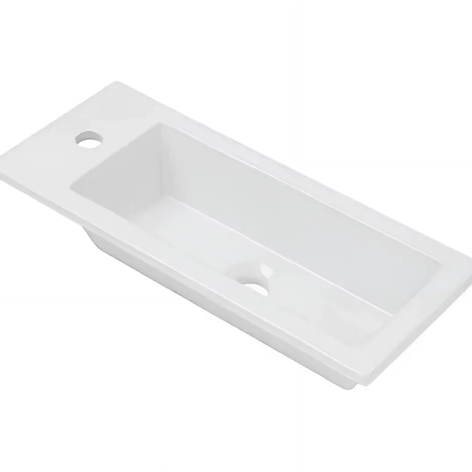 Sanindusa Vasque céramique traditionnelle a encastrer par dessus rectangulaire Alicante 600 blanc