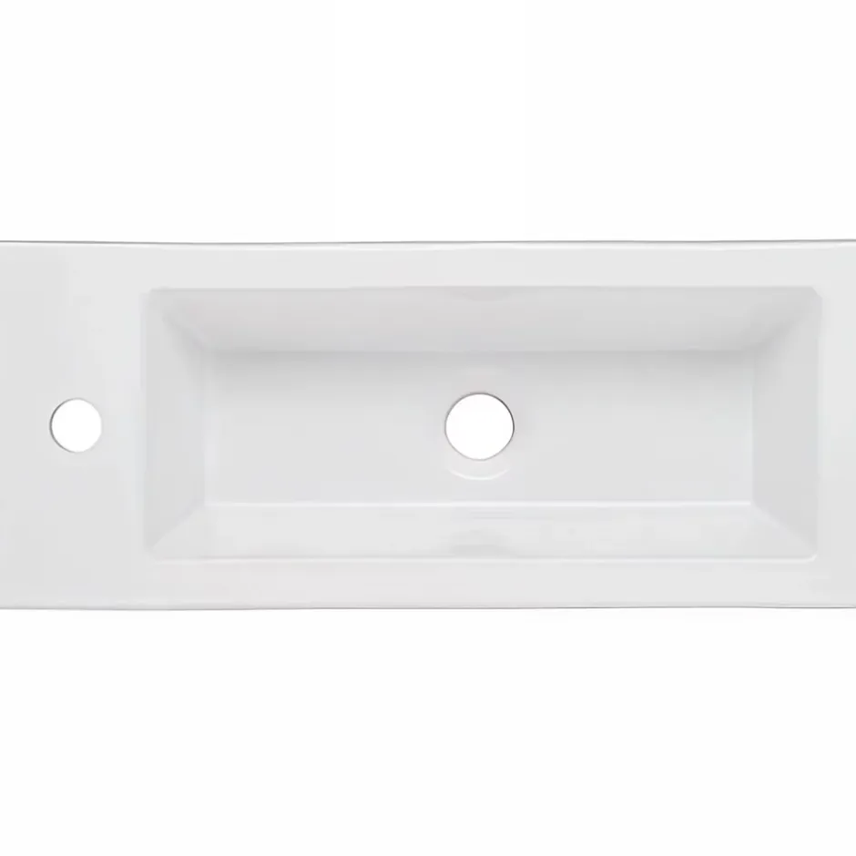 Sanindusa Vasque céramique traditionnelle a encastrer par dessus rectangulaire Alicante 600 blanc