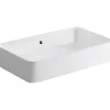 Sanindusa Vasque céramique traditionnelle rectangulaire a poser sur plan 60x35 Sanlife blanc