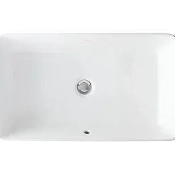 Sanindusa Vasque céramique traditionnelle rectangulaire a poser sur plan 60x35 Sanlife blanc