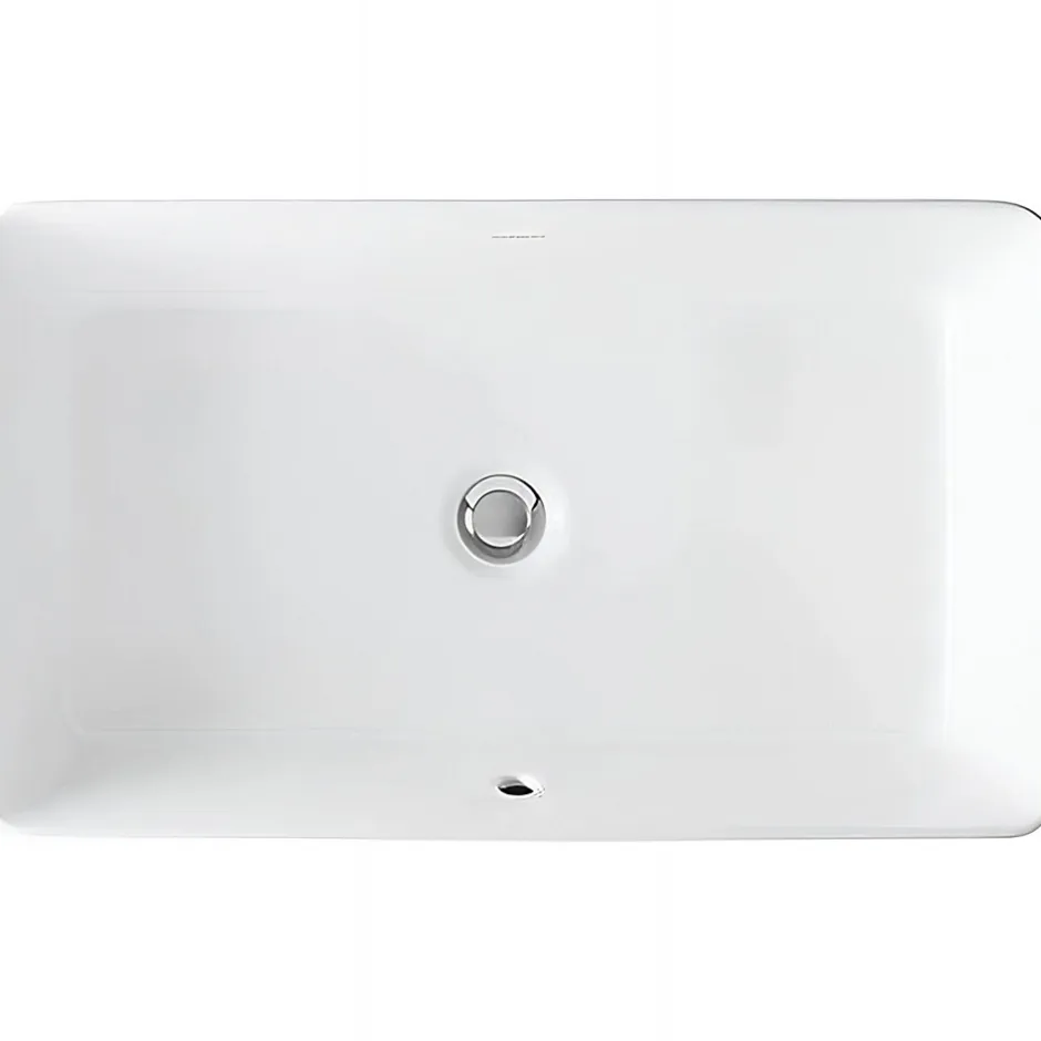 Sanindusa Vasque céramique traditionnelle rectangulaire a poser sur plan 60x35 Sanlife blanc
