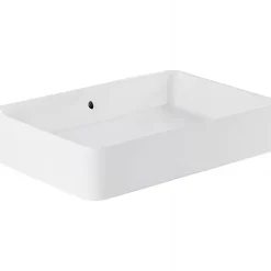 Sanindusa Vasque céramique traditionnelle rectangulaire a poser sur plan 60x35 Sanlife blanc