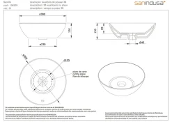 Sanindusa Vasque céramique traditionnelle ronde a poser sur plan D38 Sanlife blanc