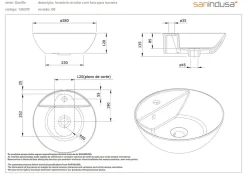 Sanindusa Vasque céramique traditionnelle ronde a poser sur plan D38 avec trou pour robinetterie Sanlife blanc