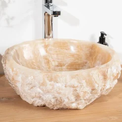 Wanda Collection Vasque de salle de bain à poser en pierre Onyx 40 - 45 cm* Vasque À Poser