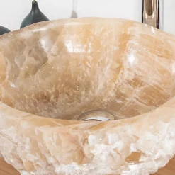 Wanda Collection Vasque de salle de bain à poser en pierre Onyx 40 - 45 cm* Vasque À Poser