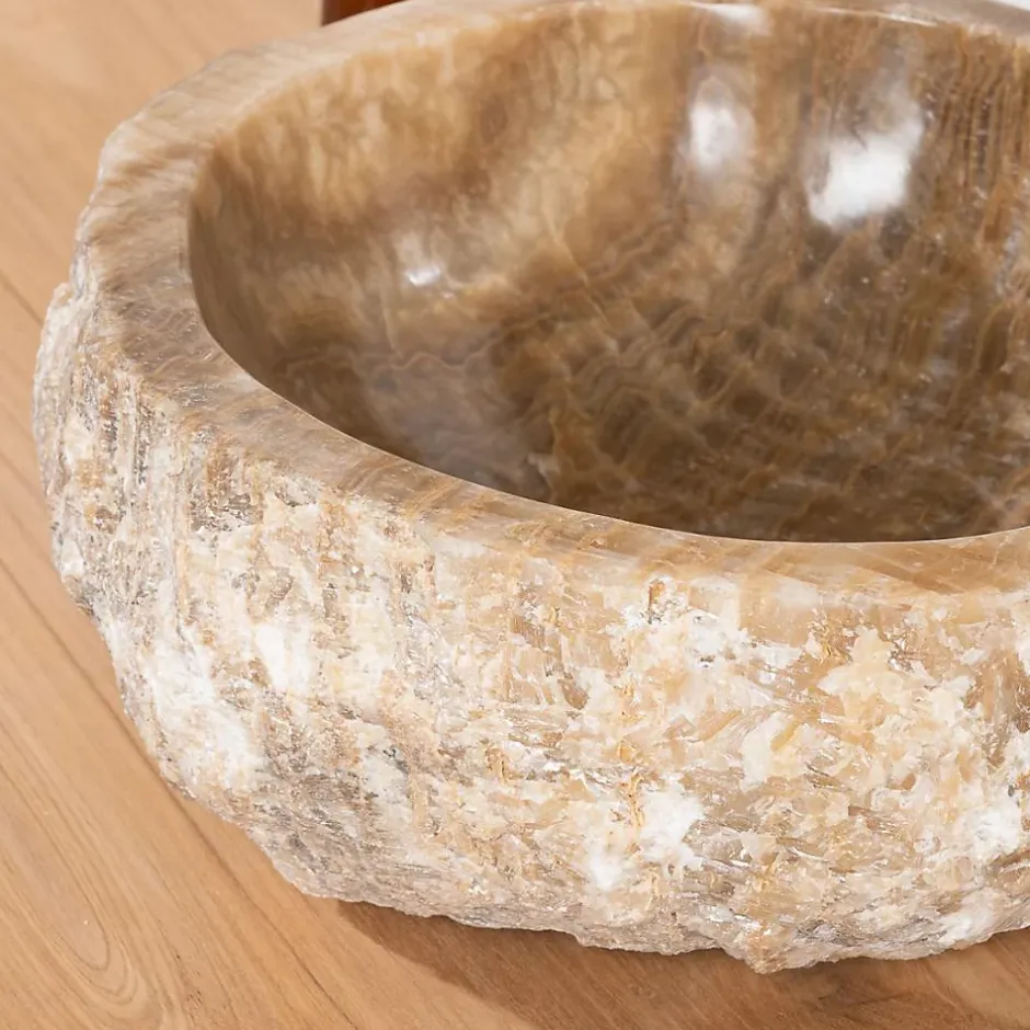 Wanda Collection Vasque de salle de bain à poser en pierre Onyx 40 - 45 cm* Vasque À Poser