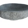 Vente-unique Vasque de salle de bain en pierre de rivière WATU - Couleur grise* Vasque À Poser