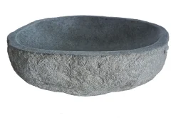 Vente-unique Vasque de salle de bain en pierre de rivière WATU - Couleur grise* Vasque À Poser