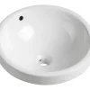 Vente-unique Vasque de salle de bain semi-encastrée ronde en céramique - 46 cm - Blanc - CATONAC II