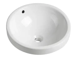 Vente-unique Vasque de salle de bain semi-encastrée ronde en céramique - 46 cm - Blanc - CATONAC II
