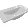 Vente-unique Vasque de salle de bain semi-encastrée rectangle en céramique - 71,5 cm - Blanc - YASMAC II