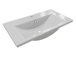 Vente-unique Vasque de salle de bain semi-encastrée rectangle en céramique - 71,5 cm - Blanc - YASMAC II