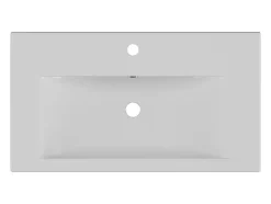 Vente-unique Vasque de salle de bain semi-encastrée rectangle en céramique - 71,5 cm - Blanc - YASMAC II