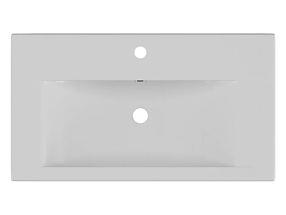 Vente-unique Vasque de salle de bain semi-encastrée rectangle en céramique - 71,5 cm - Blanc - YASMAC II