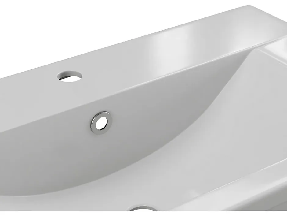 Vente-unique Vasque de salle de bain semi-encastrée rectangle en céramique - 71,5 cm - Blanc - YASMAC II