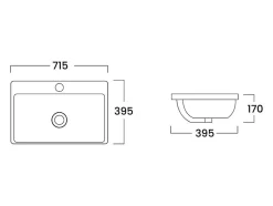 Vente-unique Vasque de salle de bain semi-encastrée rectangle en céramique - 71,5 cm - Blanc - YASMAC II