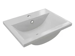 Vente-unique Vasque de salle de bain semi-encastrée rectangle en céramique - L51,5 cm - Blanc - YASMAC II