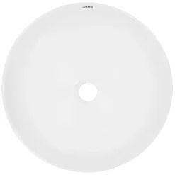 ECD Germany Vasque en céramique blanc ronde avec bonde de vidage salle de bain 400x147mm