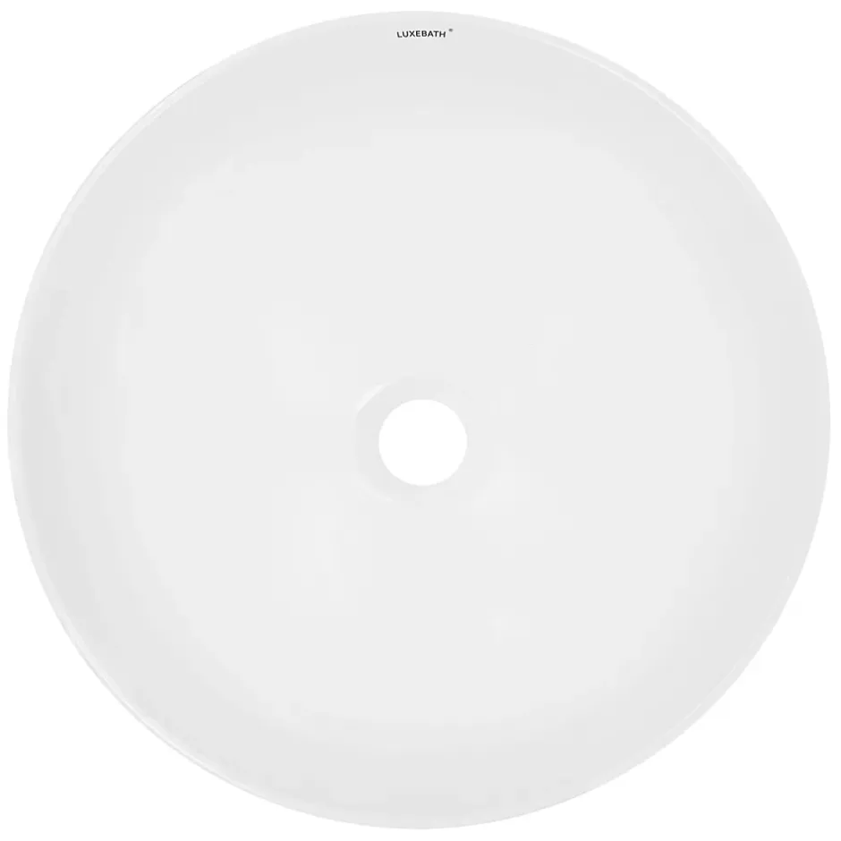 ECD Germany Vasque en céramique blanc ronde avec bonde de vidage salle de bain 400x147mm